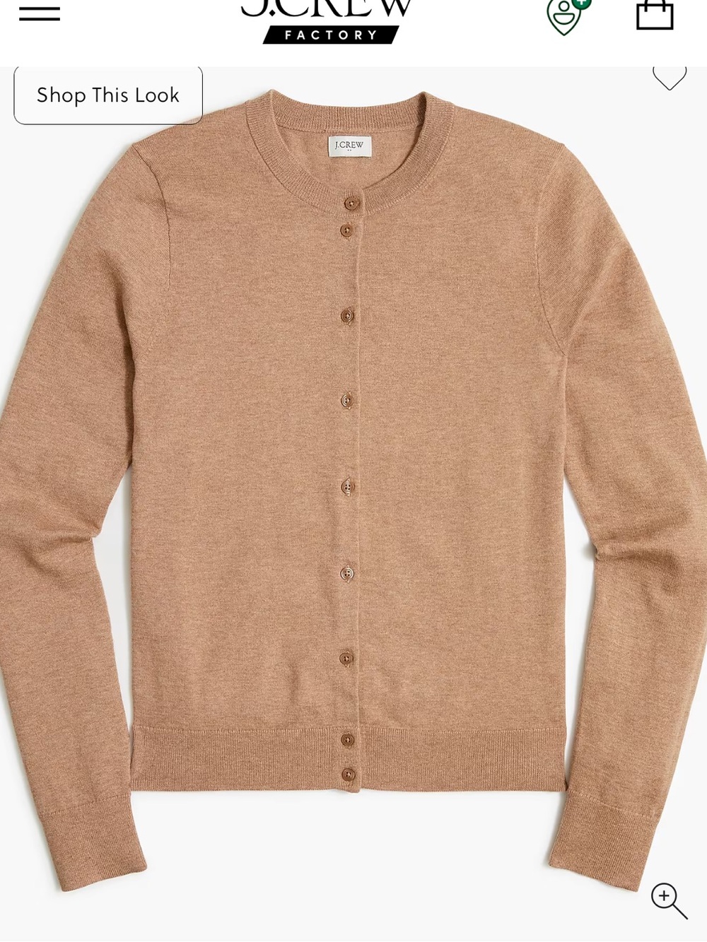 J. Crew Camel Tone Crewneck Button-Front Cardigan